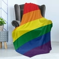 thumbnail image 4 of Pride Soft Flannel Fleece Blanket, Simplistic Design of LGBT Flag Rainbow Colors Gender Freedom Gay Community Love Wins, Cozy Plush for Indoor and Outdoor Use, 70" x 90", Multicolor, by Ambesonne, 4 of 5