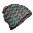 thumbnail image 1 of Abstract Unisex Beanie, Simple Modern Triangles, Hiking Outdoors, Dark Teal and Salmon, by Ambesonne, 1 of 1