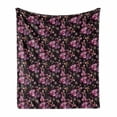 thumbnail image 1 of Orchids Soft Flannel Fleece Throw Blanket, Retro Wild Flowers Surreal Paradise Petals Classic Motif Vintage Print, Cozy Plush for Indoor and Outdoor Use, 70" x 90", Black Coral and Pink, by Ambesonne, 1 of 6