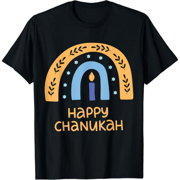 Happy Chanukah | Hanukkah T-ShirtMen and women, Black T-shirt, size: Extra large