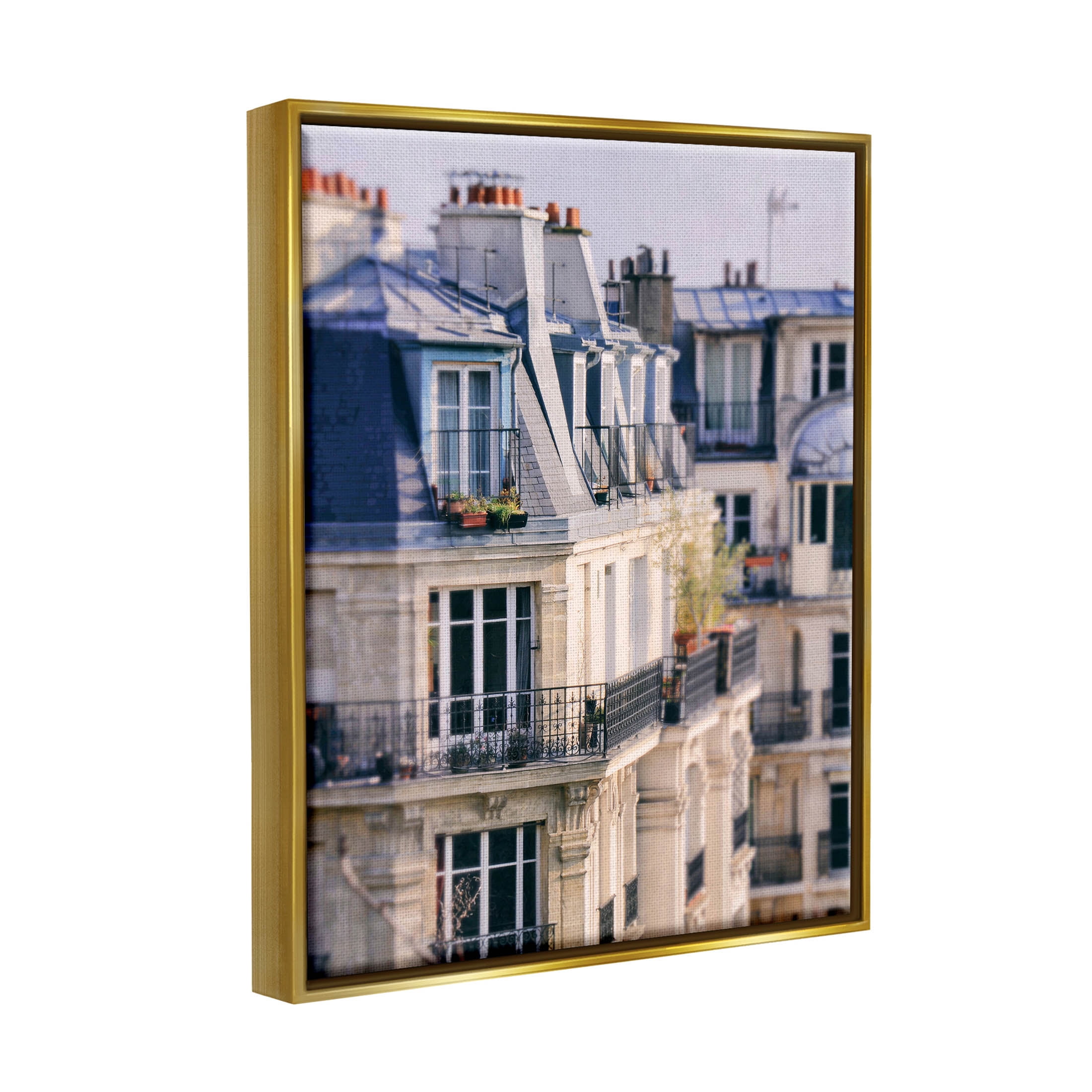 Parisian Architecture Buildings Town & City Photograph Metallic Gold Framed Art Print Wall Art