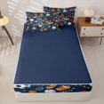 thumbnail image 4 of Homewish Kids Ball Games Zipper Twin Comforter Sets with Fitted Sheet and 2 Pillowcases,Sport Theme L Alphabet Zipper Bedding Set For Baseball Boys,Navy Blue Reversible,4 Pieces, 4 of 7