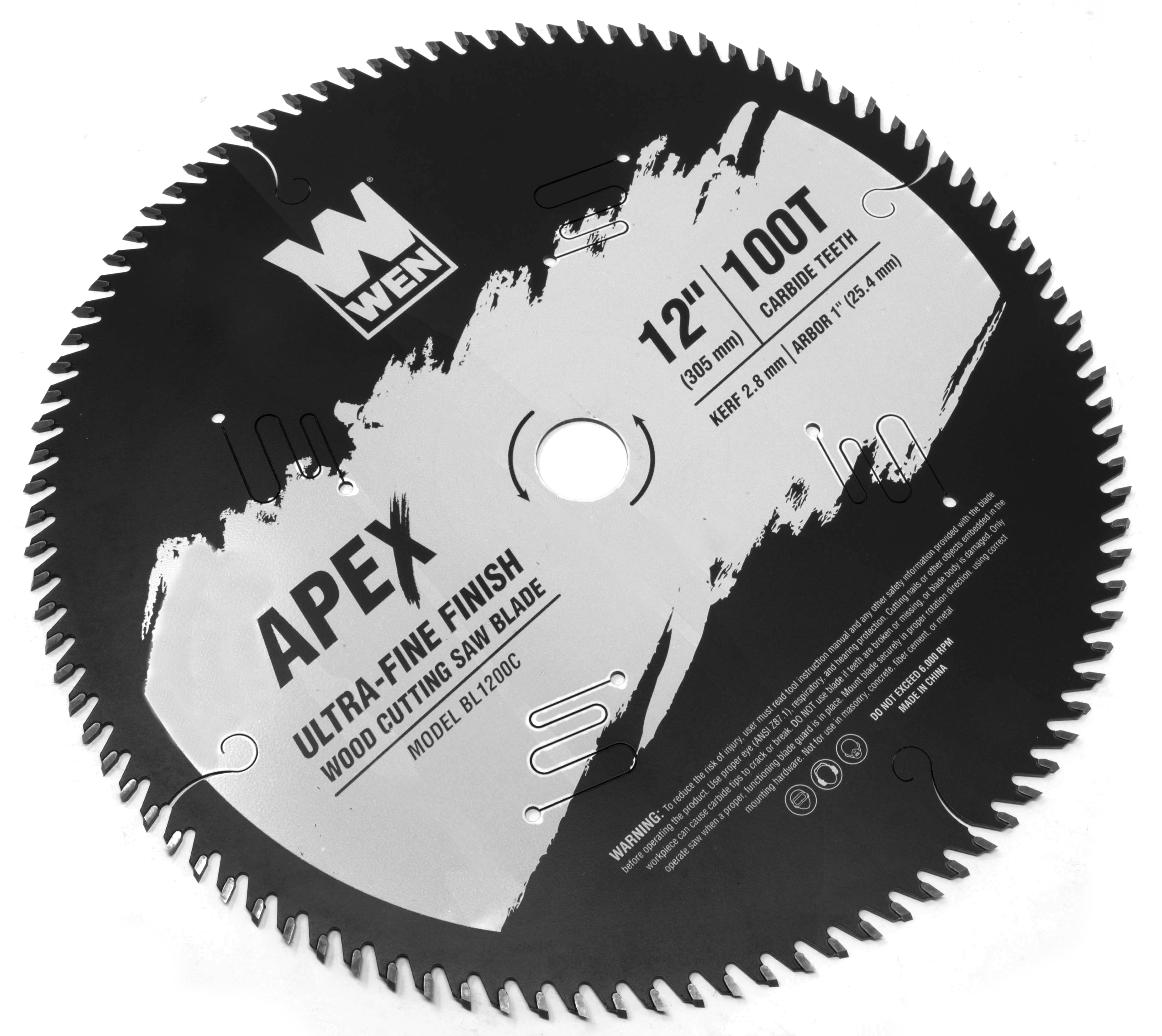 WEN Products Apex 12-Inch 100-Tooth Carbide-Tipped Ultra-Fine-Finish Industrial-Grade Woodworking Saw Blade with Cool-Cut Coating