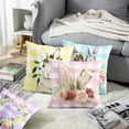 thumbnail image 5 of Set of 4 Throw Pillow Covers Cute Rabbits Ears Happy Easter Eggs, Spring Flowers Buffalo Grid Decorative Pillow Cases Home Decor Standard Square 18x18 Inches Pillowcases, 5 of 6