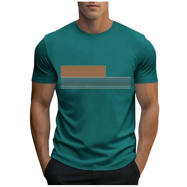 Camisetas de Manga Larga para Hombres, Camiseta Deportiva de Impresión Casual de Nueva Moda, Blusa de Cuello Redondo de Manga Corta