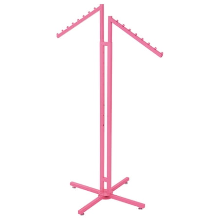 SSWBasics Hot Pink 2-Way Clothing Display Rack - Sleek Retail Clothing Rack with Slant Arms