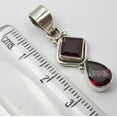 thumbnail image 3 of SilverStarJewel 925 Sterling Silver Cut Red Garnet 2 Stone Urban Style Pendant 1.3" Unisex, 3 of 3
