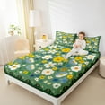 thumbnail image 4 of Manfei Dreamy Green Flower Twin Sheet Sets, Cartoon Rustic Floral Twin Fitted Sheet, Teens Boys Girls Kids Flat Sheet, Ultra Soft Home Decor, 3-Piece, 4 of 7