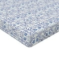 thumbnail image 4 of Ambesonne Ethnic Fitted Sheet, Traditional Blossom Flowers, Full Size, Ivory Soft Blue, 4 of 5