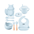 thumbnail image 1 of Set Plato Vaso Bowl Babero Para Comida Bebé De Silicona 8pc Lab.G Azul, 1 of 5
