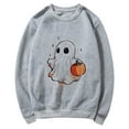 thumbnail image 4 of CLOISE Women Halloween Sweatshirts Trendy Ghost Print Pullover Sweatshirts Fall Long Sleeve Crewneck Hoodies Shirts Casual Tops Halloween Party Clothes Gray XL Spooky, 4 of 5