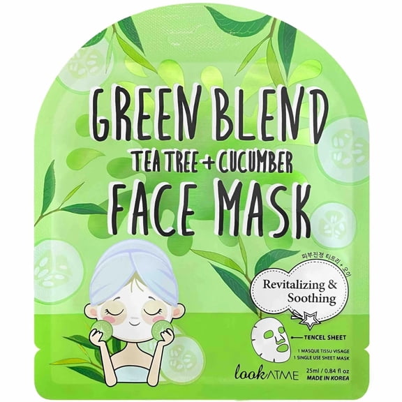 10pc Set LOOK AT ME Green Blend Tencel Facial Mask | Korean Skincare | Revitalizing & Soothing