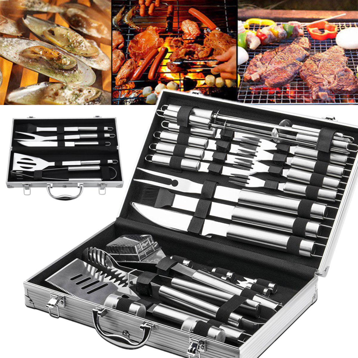 25 in 1 Grilling Accessories BBQ Grill Tools Set 25Pcs Stainless Steel Grilling 