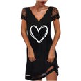 thumbnail image 1 of Moda mujer Sexy Casual Wave-Cuello estampado vestido ahuecado manga Mini vestido Fridja  qw4821, 1 of 1