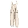 thumbnail image 3 of QATAINLAV Daily Sales, Womens Stripe Print Cotton Linen Jumpsuits Plus Size Adjustable Straps Summer Overalls Loose Fit Wide Leg One Piece Rompers Pants Vacation Clothes Beige M, 3 of 6