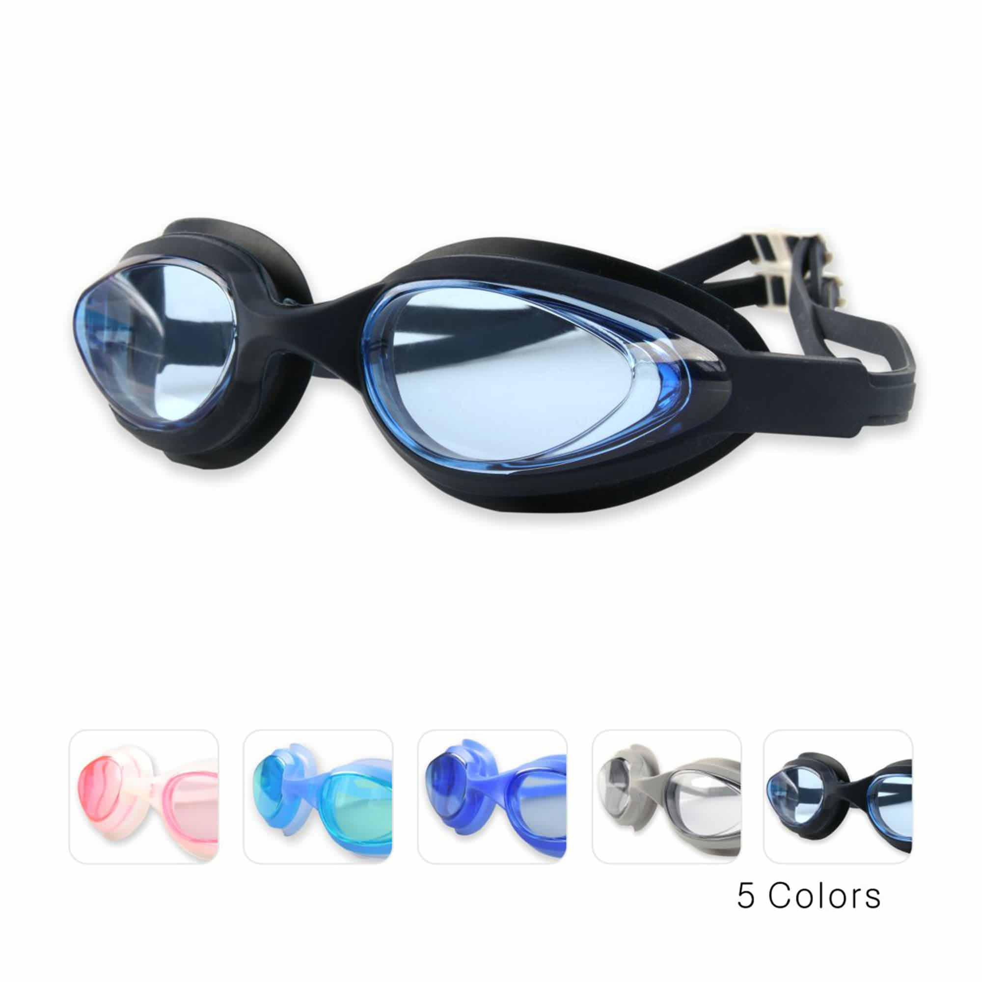 UShake Mirrored Anti-Fog Black Swim Goggles with 3 Nose Piece Sizes Adult Youth 