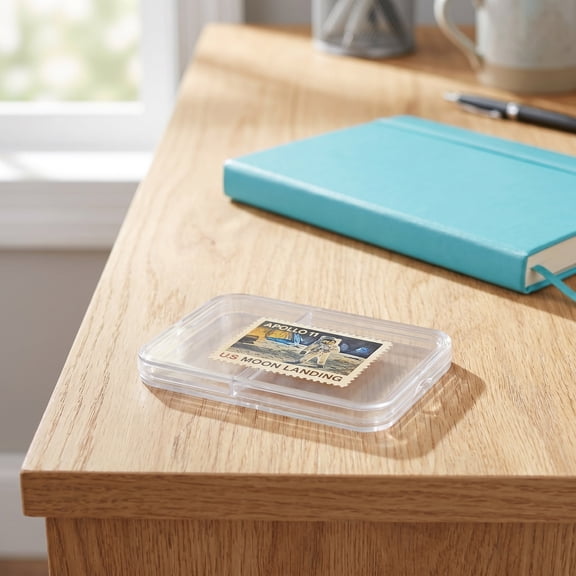 Set of 4 Clear Plastic Stamp Storage Boxes Transparent Display Cases for Collectors and Organizers