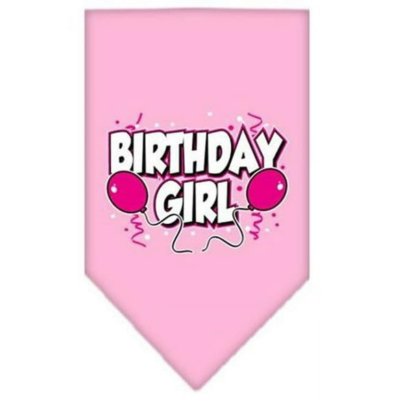 Mirage Pet Products 66-06 LGLPK Birthday girl Screen Print Bandana Light Pink Large