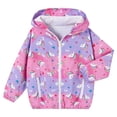 thumbnail image 2 of Kiijoy Girls Lightweight Windbreaker Cute Cartoon Zip Up Hooded Rain Jacket, 5-6 Years, 2 of 5