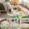 thumbnail image 6 of Round Area Rug 4ft, Easter Rabbit Eggs on Spring Flowers Non-Slip Non-Shedding Floor Mat, Watercolor Butterfly on Linen Washable Sturdy Carpet for Living Room Bedroom Home Decor, 6 of 9
