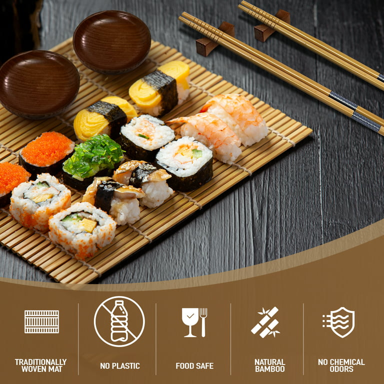 UR Happy Place Luxury Sushi Making Kit for Beginners Home Use -All Natural  Wood Products,15PCS