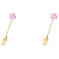 thumbnail image 1 of Transemion 1/2/3/5 Cartoon Adorable Restaurant Hotel Tableware Portable Washable Stainless Steel Stirring Mixing Dinnerware Cake Flatware Candy Fork Pink 2PCS, 1 of 6