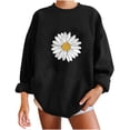 thumbnail image 2 of WREESH Women's Oversized Sweatshirt Fashion Daisy Flower Graphic Loose Long Sleeve Casual Pullover Tops Black, 2 of 5