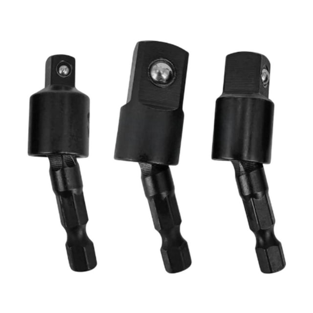3 dados giratorios de 360 degree de 1/4", 3/8" y 1/2", herramientas manuales eléctricas con revestimiento de acero negro