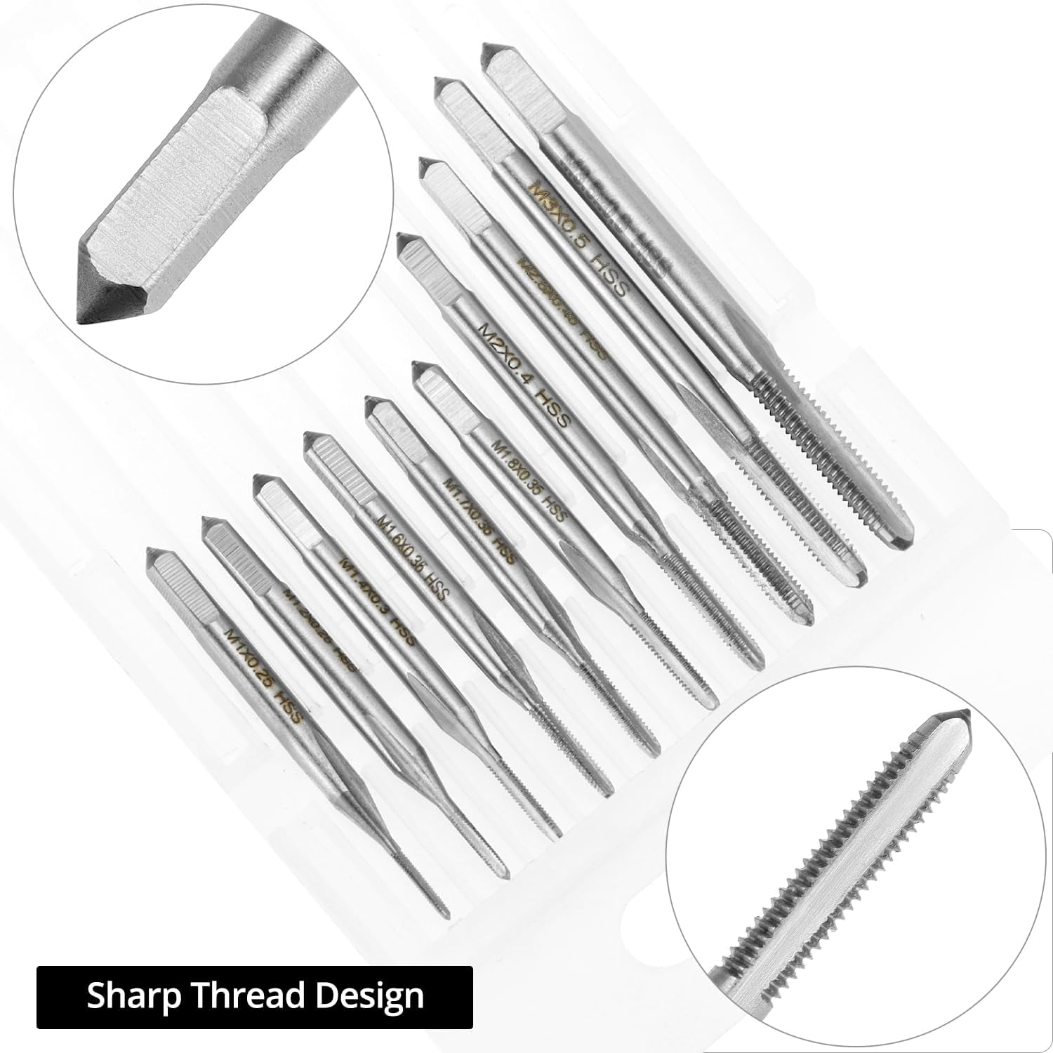 RGHJAR-Micro Taps Bit Set - 10 Pcs M1-M3.5 HSS Mini Screw Thread Taps, Metric Plug Tap Screw Tap & Adjustable Wrench