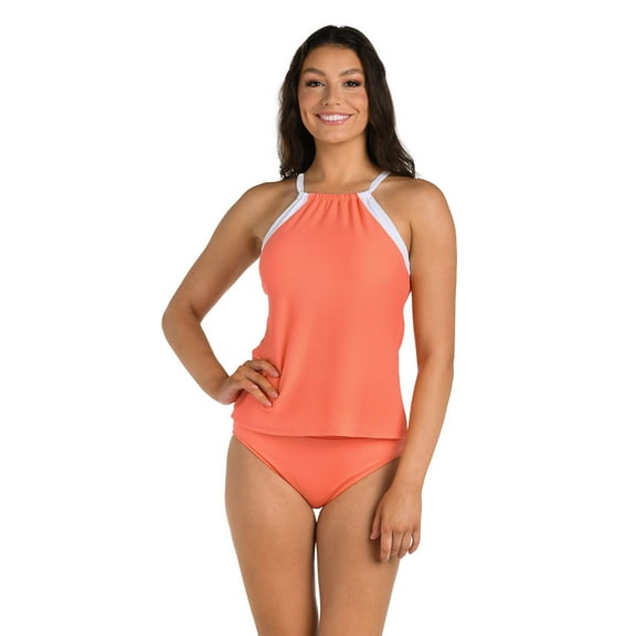 24th Ocean Santorini Block Underwire High Neck Over The Shoulder Tankini Top