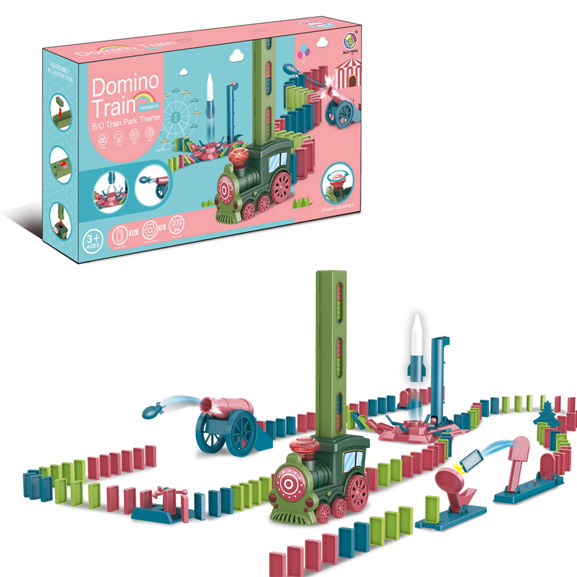 Domino Train Park Set with Lights and Sound 120 Pieces