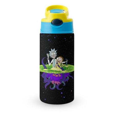 

Rick and Morty Small Water Bottle for Kid 12oz Insulated Bottles with Straw Lid Stainless Steel Tumbler Vacuum Cup Thermal Bottles