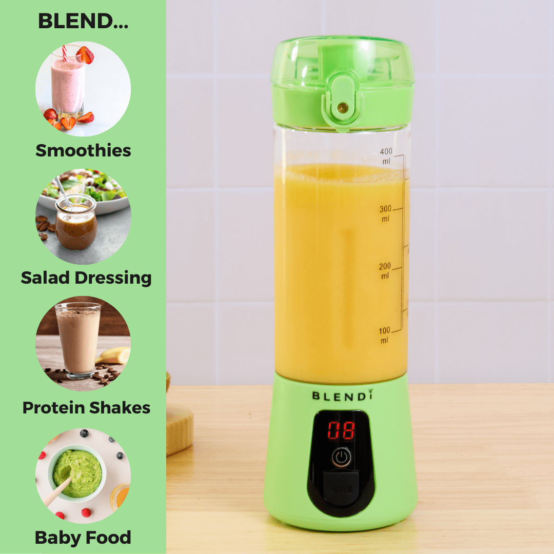 BLENDi Lite Portable Blender 17oz – Rechargeable Smoothie Maker for Travel, Gym & Office – Powerful, Leakproof & Clump-Free Blending – Green