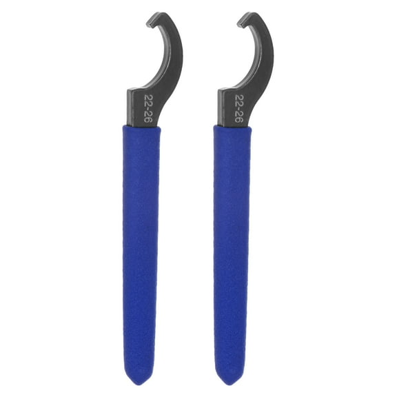Uxcell 2 Pcs C Hook Spanner Wrench for Lathe Clamping 22-26 Collet Chuck Nut With Blue Non-slip Handle