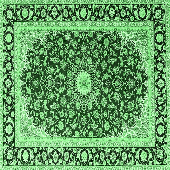 Ahgly Company Indoor Square Persian Emerald Green Traditional Area Rugs, 8' Square
