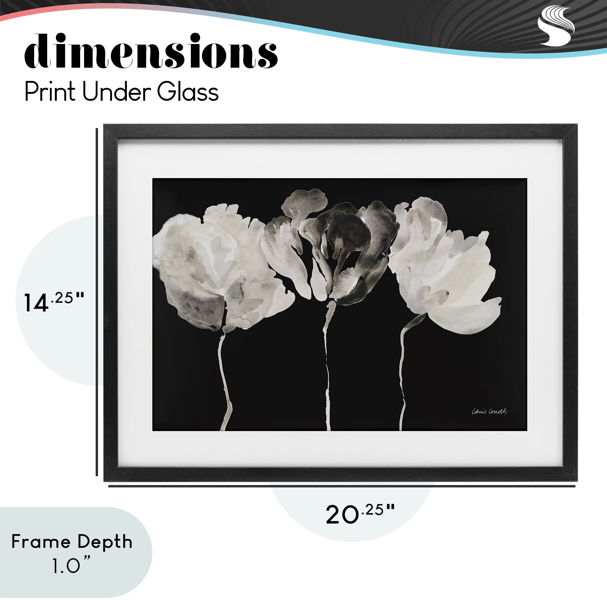 Stupell Industries Trio In Light On Black Black Framed Print Under Glass, design by Lanie Loreth