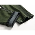 thumbnail image 6 of HOOMEUMY Men's Green Denim Jeans Slim Fit Straight Leg Stretch Ripped Jeans Distressed Jeans Trousers for Men Green 36, 6 of 9