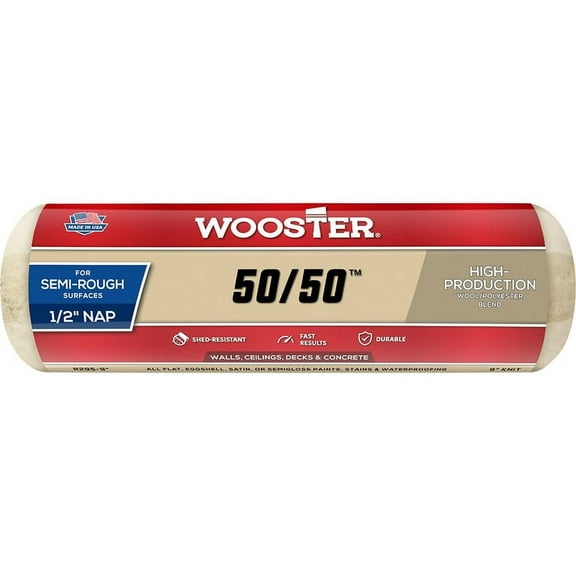 40-Pack of 9” x 1/2” Nap Wooster R295 50/50 Lambswool & Polyester Roller Cover