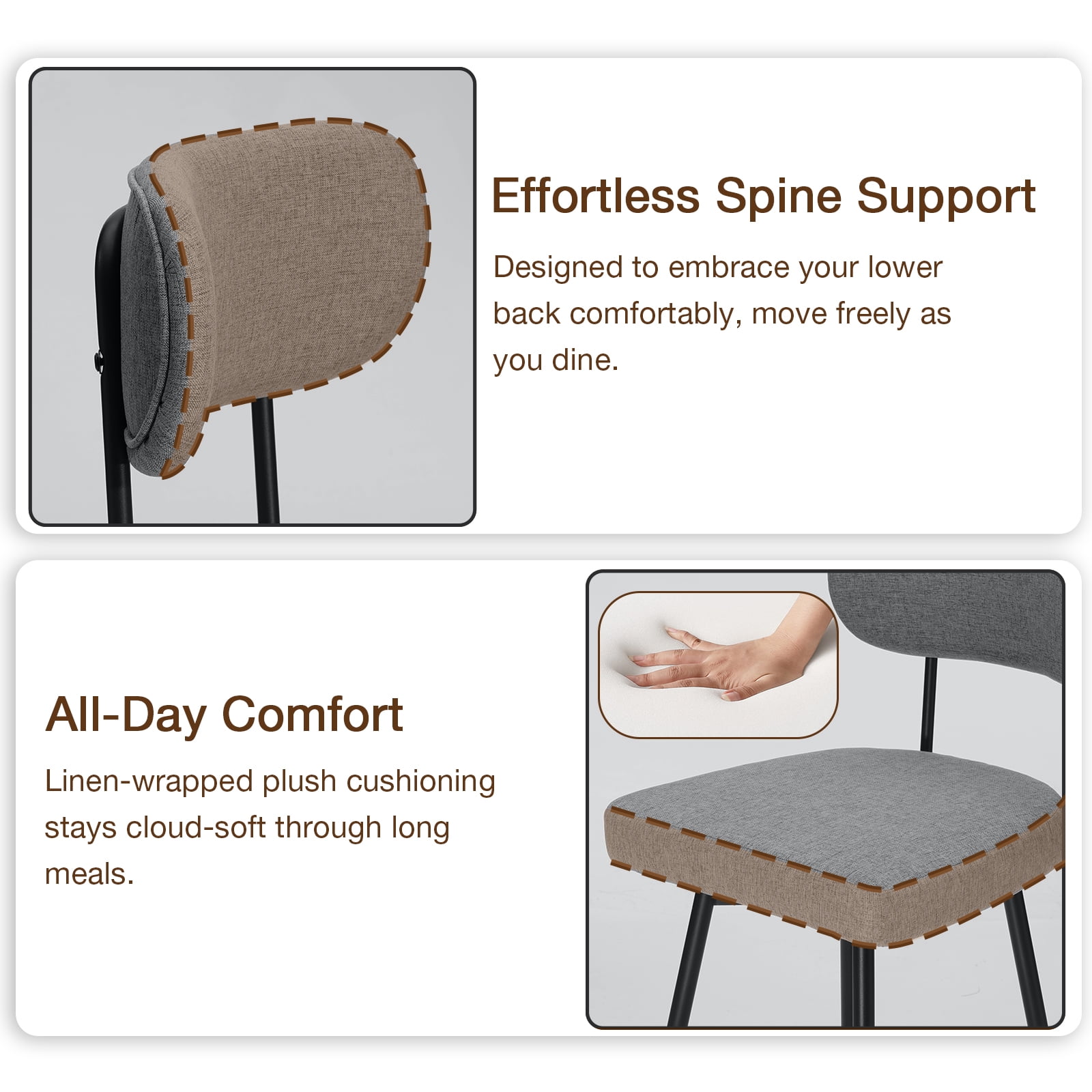Hommpa Swivel Bar Stools Set of 3 Counter Height Barstools 26" Gray Linen Fabric Upholstered Kitchen Counter Stools with Backs, Metal Legs, Footrest and Wide Seat