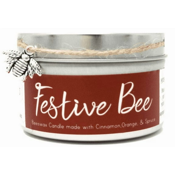 Beeswax Candle - Festive Bee (with Cinnamon, Orange & Spruce)