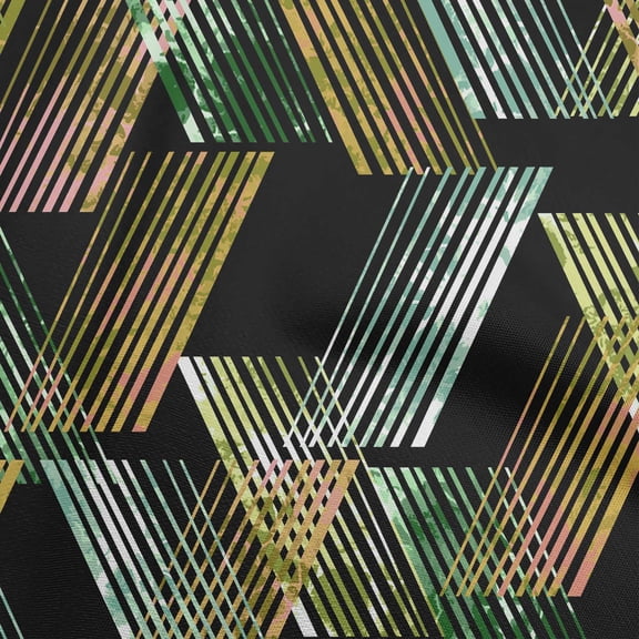 oneOone Viscose Chiffon Green Fabric Geometrical Lines Sewing Fabric By The Yard Printed Diy Clothing Sewing Supplies 42 Inch Wide