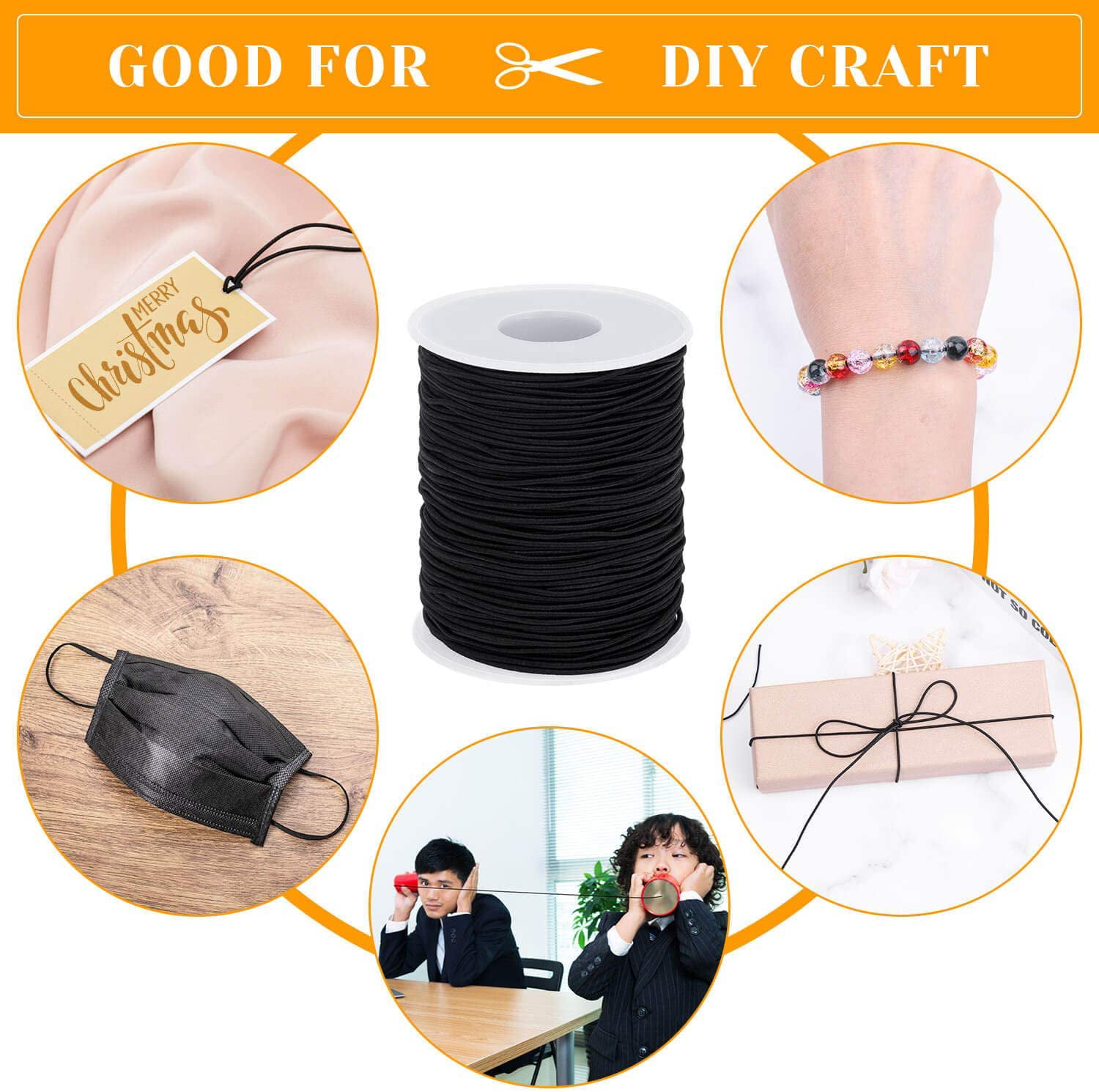 Elastic String Cord, 2 Pack Stretchy String for Bracelets