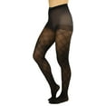 thumbnail image 3 of ToBeInStyle Women's Opaque Diamond Pattern Pantyhose - Black, 3 of 7