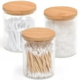 thumbnail image 1 of Set dispensador con soporte Qtip de vidrio BKYFPQ, paquete de 3 con tapas, 1 of 7