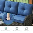 thumbnail image 4 of POCASSY Outdoor Sectional Sofa with Fire Pit Table - All Weather Brown Wicker Patio Furniture Set L Shaped Sectional Sofa with 41" Rectangular Propane Firepit Table - Blue Cushion, 4 of 11