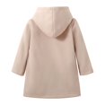 thumbnail image 3 of GiLiling Kids Toddler Boys and Girls Single Breasted Pea Coat Wool Blend Trench Coat Long Sleeve Mid Length Hooded Overcoat ﻿ (Khaki, 3-4 Years), 3 of 7