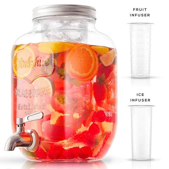 JoyJolt  Glass Drink Dispenser with Spigot & Fruit Infuser - 1 Gallon - 8' x 11'