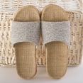 thumbnail image 1 of Nvzi Pantuflas de tatami de lino, antideslizantes, para interiores, con punta abierta (talla 37-38, gris), 1 of 5