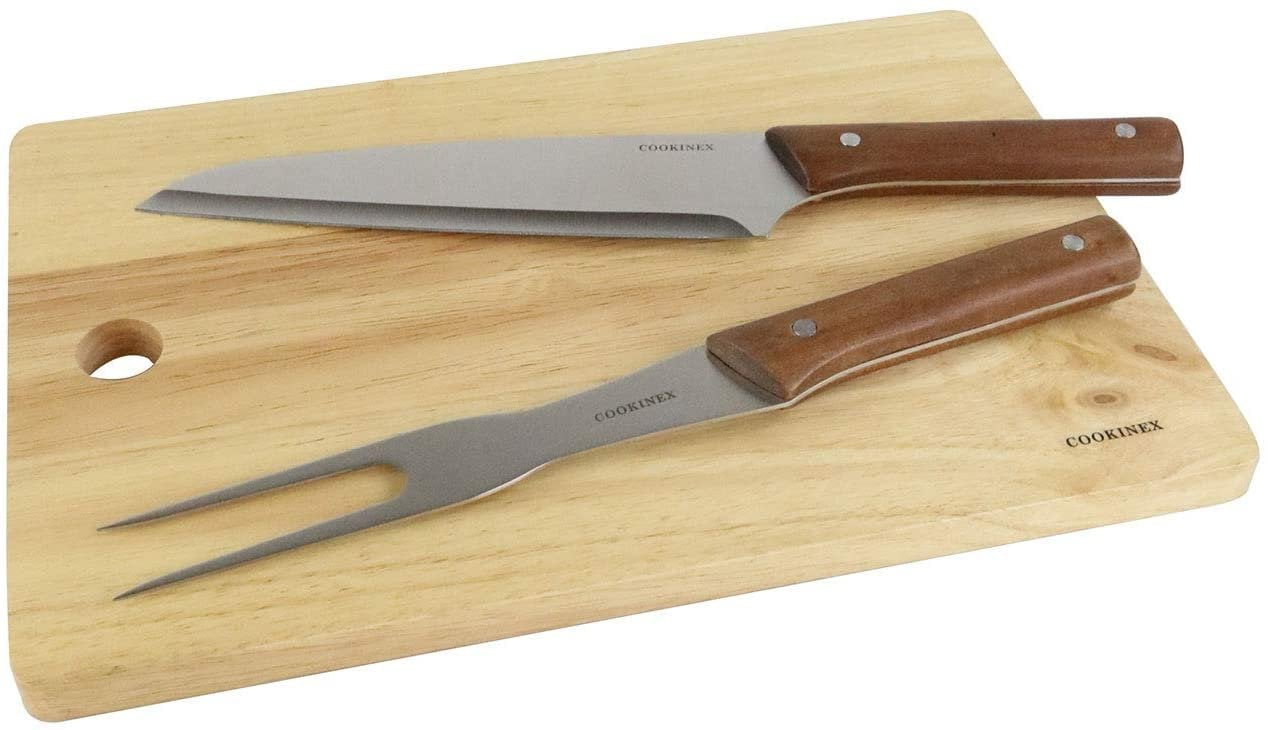 Rubber Wood Cutting Board With Wooden Knife
