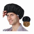 thumbnail image 1 of wonima11 Men Shower Cap Reusable Waterproof, Dual-Layer Design, Double-Sided Use, Protects Hair in Shower, Spa, Travel & Cooking, Adjustable Elastic for Comfortable Fit (Orange Striped, One Size), 1 of 1